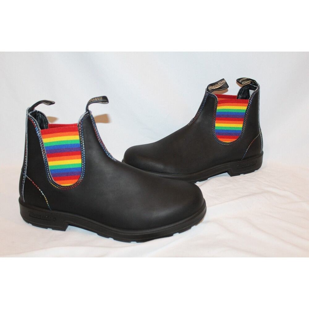 Blundstone Black Boots with Rainbow Accents